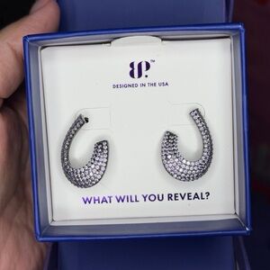 BP Silver Crystal Hoop Earrings
